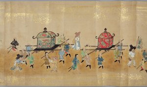 Szósta ambasada Korei w Japonii w Meireki 1 w czasie sukcesji Tokugawy Ietsunas w 1651, prawdopodobnie przez Kano Masunobu (1625-94) (malowanie przewijane) (szczegóły) (patrz także 79774 i 120823) autorstwa Japanese School