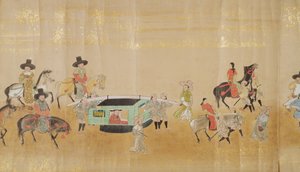 Szósta Ambasada Korei w Japonii w Meireki 1 w czasie sukcesji Tokugawy Ietsunas w 1651, prawdopodobnie Kano Masunobu (1625-94) (obraz przewijany) (szczegół) autorstwa Japanese School