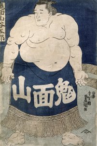 Zapaśnik sumo (kolorowy drzeworyt) autorstwa Japanese School