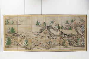 Polowanie na tatar (atrament, kolor, papier) autorstwa Japanese School