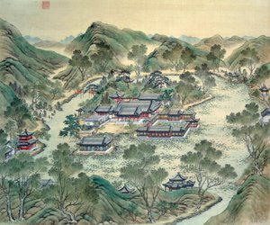 Fragment Grand Palais z XIX-wiecznej japońskiej grafiki. autorstwa Japanese School