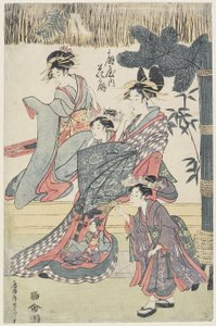 Prostytutka Hana?gi z domu ?giya, ok. 1796-97 (kolorowy drzeworyt) autorstwa Japanese School