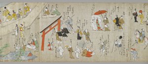 The Tenjin Shrine Scrolls (jeden z pary) (szczegół), Szkoła Tosa, XVII wiek (atrament, kolor i gofun na papierze) (patrz także 5846317) autorstwa Japanese School