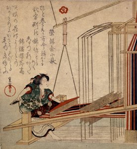 Tkactwo w Japonii w XVIII wieku. autorstwa Japanese School