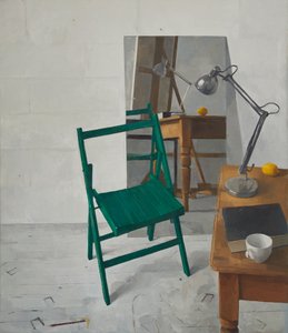 Wnętrze studia, 2016 (olej na płótnie) autorstwa Jason Line