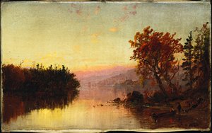 Greenwood Lake o zmierzchu, 1873 autorstwa Jasper Francis Cropsey