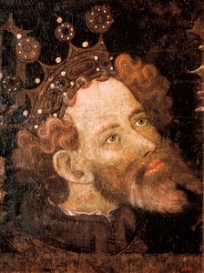 Piotr IV Aragoński, fragment tempery na drewnie autorstwa Jaume Mateu