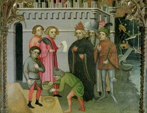 Cudowne rozmnożenie ziarna, fragment ołtarza św. Mikołaja z Bari autorstwa Jaume Cabrera