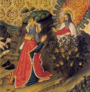 Mojżesz i płonący krzew (tempera na drewnie)