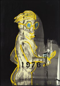 1976, 2012 (mieszane media na papierze akwarelowym zamontowanym na panelu z przepisem na odwrocie) autorstwa Jay Batlle