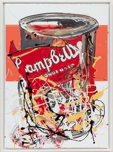 Soup Can 2 Russian, 2019 (farba domowa i tusz na płótnie) autorstwa Jay Batlle