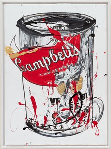 Soup Can 3 NewYorker, 2019 (farba domowa i tusz na płótnie) autorstwa Jay Batlle