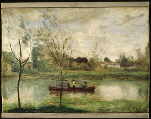 Daubigny pracujący nad swoim "Botin" w pobliżu Auvers-sur-Oise
