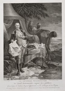 Generał Waszyngton, aby Republika nie doznała żadnych szkód, ryty przez Noëla Le Mire (1724-1801), ok. 1930. 1785 (grawerowanie) autorstwa Jean Baptiste (after) Le Paon
