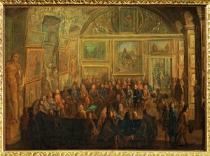 Widok na Salon de Diane w Luwrze; sesja Akademii Malarstwa ... autorstwa Jean Baptiste (after) Martin