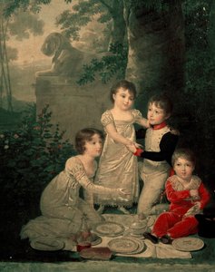 Czworo dzieci Joachima Murata i Caroline Bonaparte (od lewej, Letizia