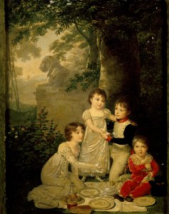Czterech synów Joachima Murata i Caroline Bonaparte (od lewej, Letizia autorstwa Jean Baptiste Isabey