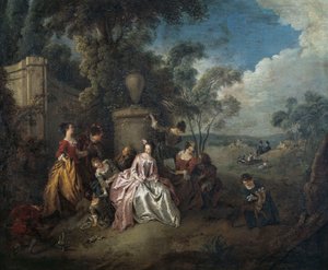Spotkanie w parku, Jean-Baptiste Pater (1695-1736), olej na płótnie