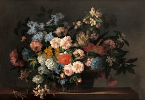 Martwa natura z koszem kwiatów autorstwa Jean-Baptiste Monnoyer