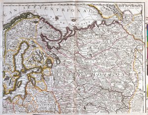 Mapa Moskwy (Rosja), Królestwa Szwecji, Prowincji Bałtyckich i części Polski (akwaforta)