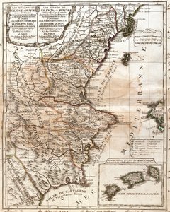 Mapa Królestwa Walencji i Murcji (Hiszpania) (Grawerowanie autorstwa Jean Baptiste Nolin