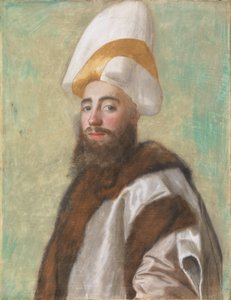 Portret wielkiego wezyra lub Europejczyka w jego przebraniu, ok. 1741 (pastel na pergaminie) autorstwa Jean Étienne Liotard