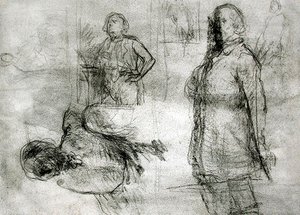 Les Lavandieres (czarna opowieść, ołówek, długopis i atrament na papierze) autorstwa Jean Francois Millet