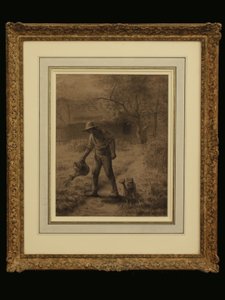 Chłop w swoim ogrodzie, ok. 1860 (kreda na papierze) autorstwa Jean Francois Millet