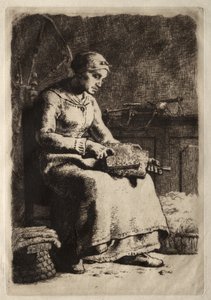 Kobieta gręplująca wełna autorstwa Jean-Francois Millet