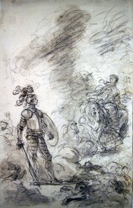Lidia spotyka się z Alceste (pióro i atrament, kreda i pranie na papierze) autorstwa Jean Honore Fragonard