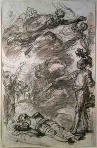Orlando wraca Bireno do Olimpii (kreda i wash na papierze) autorstwa Jean Honore Fragonard