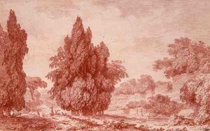 Widok na park (czerwona kreda na papierze) autorstwa Jean Honore Fragonard