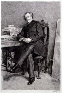 Alexandre Dumas fils (1824-95), francuski powieściopisarz i dramaturg, grawerowany przez A Mongin (grafika) autorstwa Jean Louis Ernest (after) Meissonier