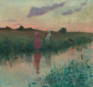 Wędkarstwo żony artysty autorstwa Jean-Louis Forain