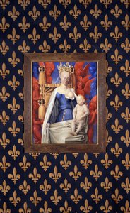 Karmiąca Dziewica w gronostajowym płaszczu przedstawiona jako Agnes Sorel - (po Dziewicy z Antwerpii, Jean Fouquet, ok. 1452-1455)