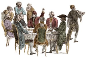 Le Diner des philosophes - Voltaire (Francois Marie Arouet dit autorstwa Jean (after) Huber