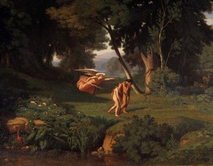 Adam i Ewa Chasse du Paradis Obraz Achille Benouville (1815-1891) 1841 Nd. 1,45x1,46 m Besancon, Muzeum Sztuk Pięknych