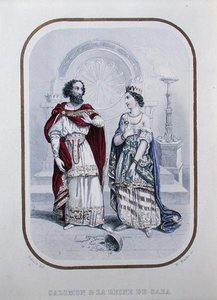 Król Salomon i królowa Saby, ilustracja z „Histoire des Amants Celebres de l