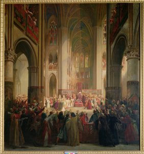 Stan Generalny Paryża Spotkanie w Notre-Dame po śmierci Karola IV (1295-1328) autorstwa Jean Alaux