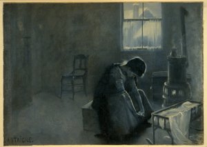 To była ciężka zima, pub. 1893 (litografia kolorowa) autorstwa Jean Alexandre Michel Andre Castaigne