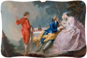 Fete galante: Rozmowa, ok. 1730 (olej na płótnie) autorstwa Jean Antoine (after) Watteau