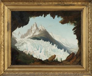 Widok na Alpy zaczerpnięty ze skarbca o nazwie Chapeau of the Woods Glacier (olej na płótnie)