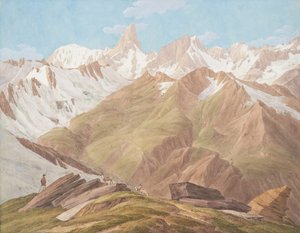 Widok na masyw Mont Blanc w pobliżu Petit Jorasse, Grand Jorasse, le..., koniec XVIII-XIX w.