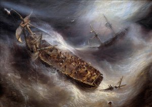 Nabożeństwo kapitana Dess z Bordeaux do holenderskiego statku Columbus na obrazie Tempete autorstwa Theodore