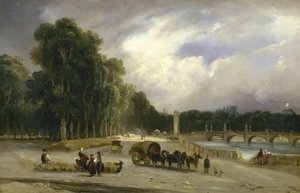 Widok na Cours la Reine, ok. 1828 (olej na płótnie) autorstwa Jean Antoine Theodore Gudin