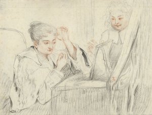 Rosalba Carriera (?) w swojej toalecie autorstwa Jean Antoine Watteau (possibly)