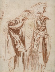 Aktor stojący z głową zwróconą w prawo, ok. godz. 1719-1720 autorstwa Jean Antoine Watteau