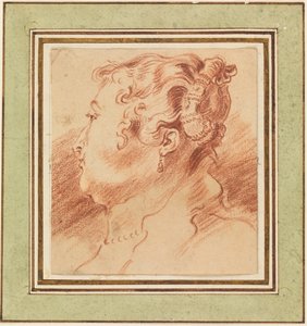 „Etude de tete de femme” (Studium kobiecej głowy) Sanguine de Jean Antoine Watteau (1684-1721) vers 1725 Dim 13,3x12,1 cm Cooper-Hewitt National Design Museum autorstwa Jean Antoine Watteau