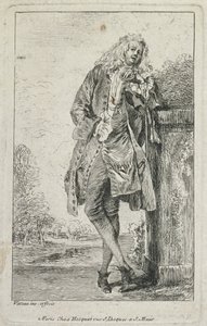 Figurki mody: Mężczyzna stojący Acconde autorstwa Jean Antoine Watteau