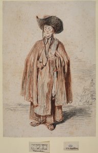 Brat stojący (grafit i kreda na papierze) autorstwa Jean Antoine Watteau